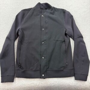 Lululemon Lab Mens Black Snap Front Bomber Jacket Lightweight Techwear Size M
